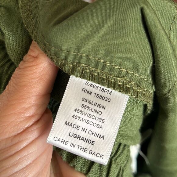 NWT Love tree olive green cargo linen pants size L - Picture 5 of 5